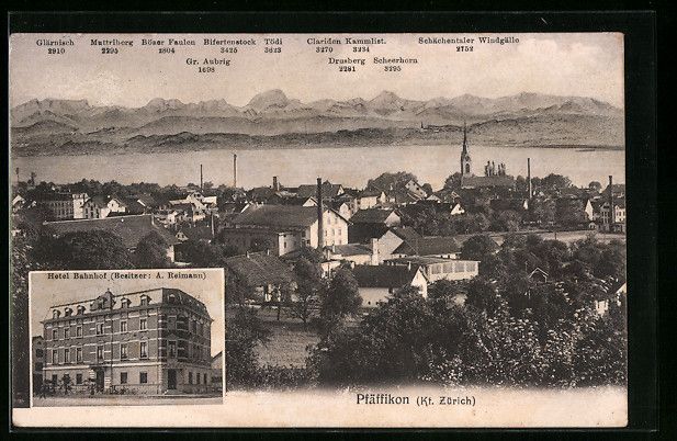 Cartes postales: Pfäffikon, Hotel Bahnhof, Gesamtansicht – D'occasion à Berlin par bartko-reher