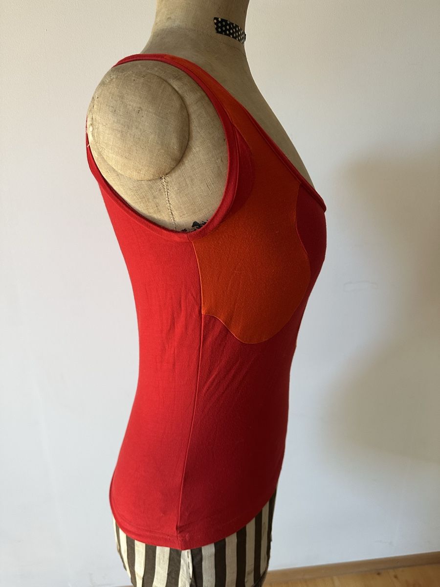Top: Top rot orange Patchwork Grösse S guter Zustand – Usato da Bern venduto da Noeci 2