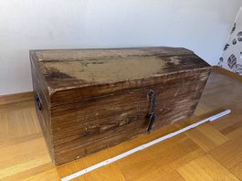 Alte Holztruhe Massivholz, Truhe Kiste Vintage, 90 cm