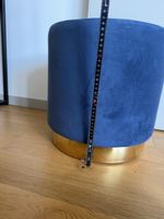 Hocker blau Samt Gold rund H:45cm B:36cm gebraucht