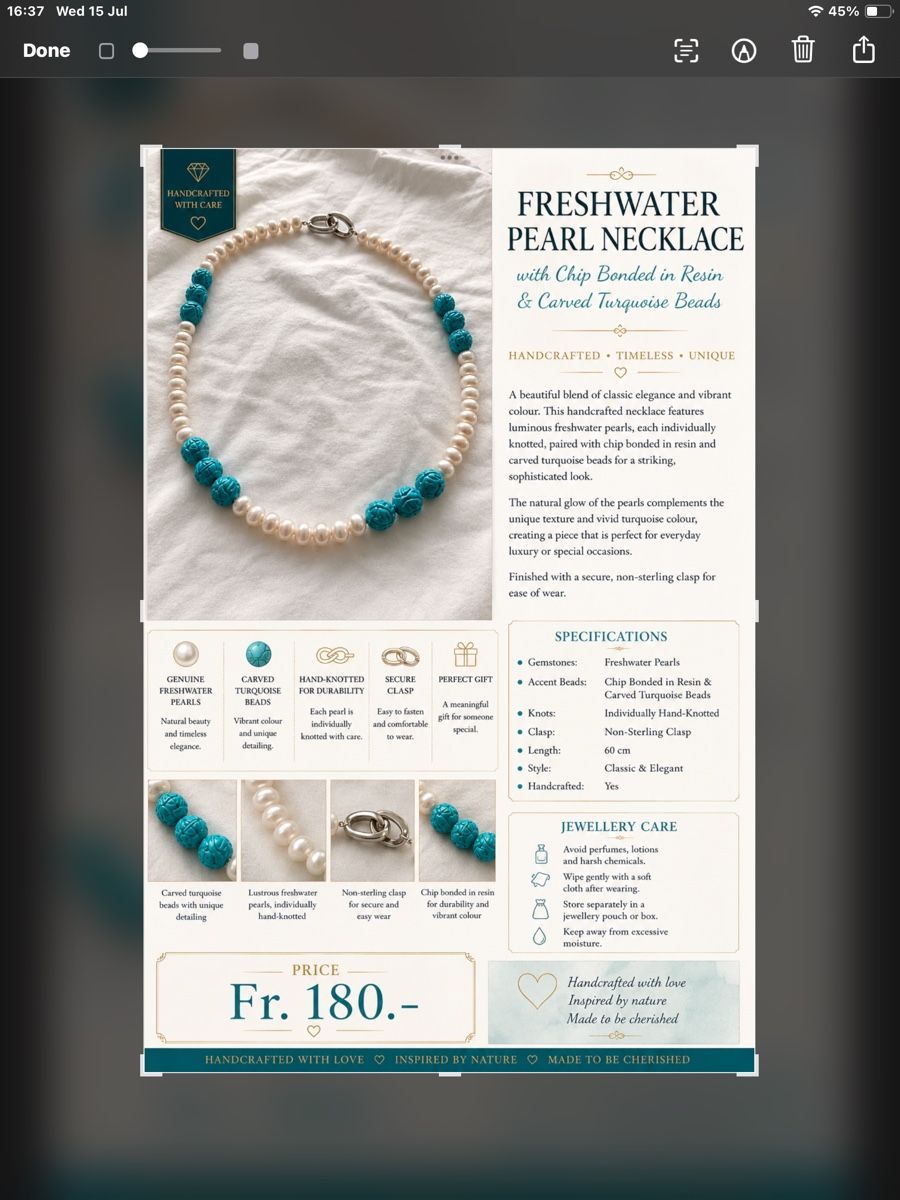Ketten: FRESHWATER PEARL with turquoise resin beads – Neu (gemäss Beschreibung) aus Horgen von jgo_mxn5