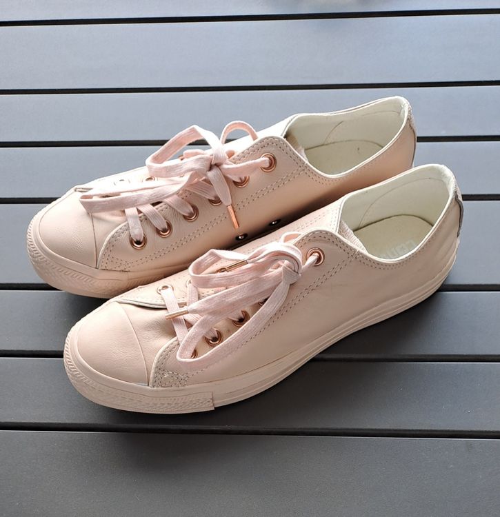 Converse All Star Low Leather Vapour Pink Rose Gold Trainers (Neu