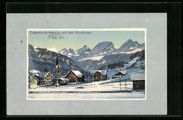 Nesslau, Ortsansicht mit Churfirsten im 