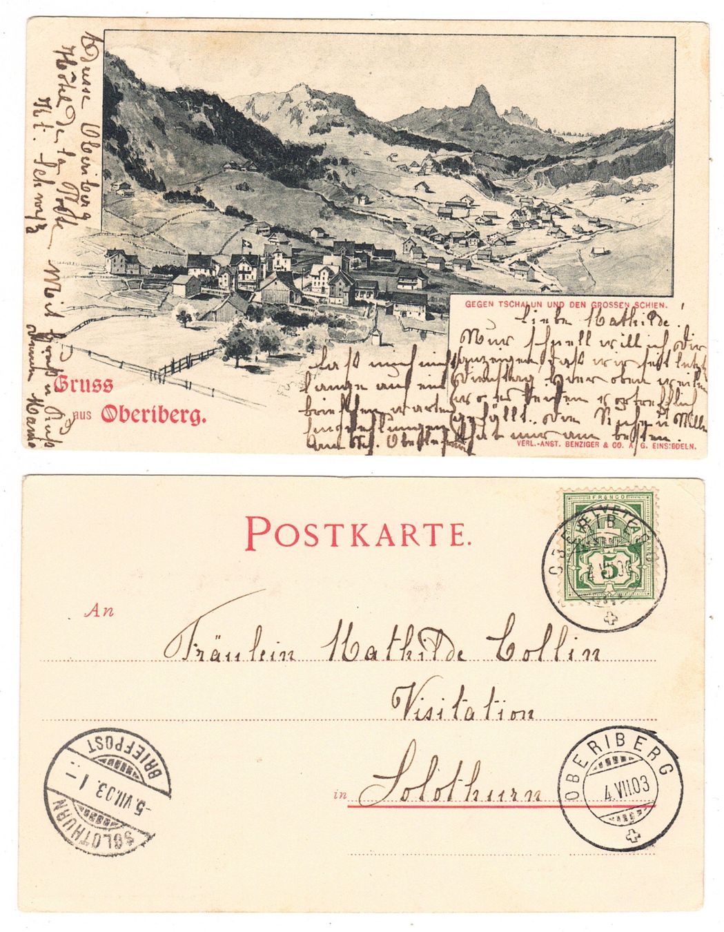 Cartoline postali: Gruss aus Oberiberg – Usato da La Tour-de-Peilz venduto da amjust