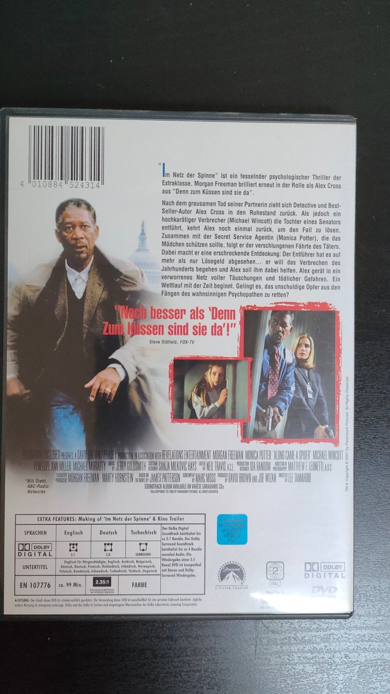 Tutti i DVDs: DVD Im Netz der Spinne mit Morgan Freeman – Usato da Heerbrugg venduto da sve_p826 1