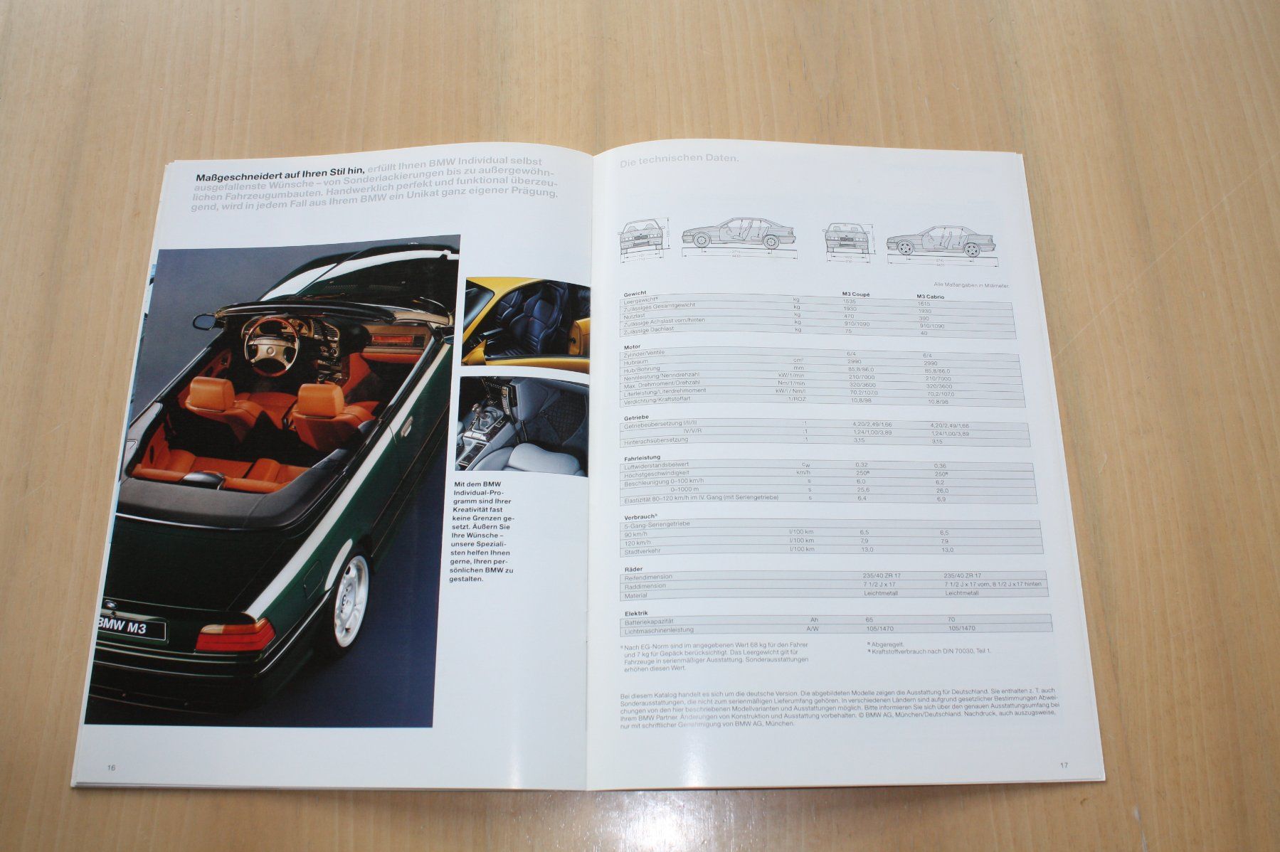 BMW Documenti: BMW M3 Coupe & Cabriolet E36 Prospekt 1994 – Usato da Wikon venduto da erwin400 6