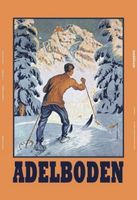 Blechschild-ADELBODEN SKIFAHRER IM WALD