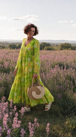 Robe en soie verte