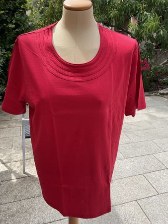 Alkena Bio Baumwolle Damen Tshirt mit Biesen XL rot