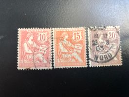 3 timbres oblitérés no 123-25 France