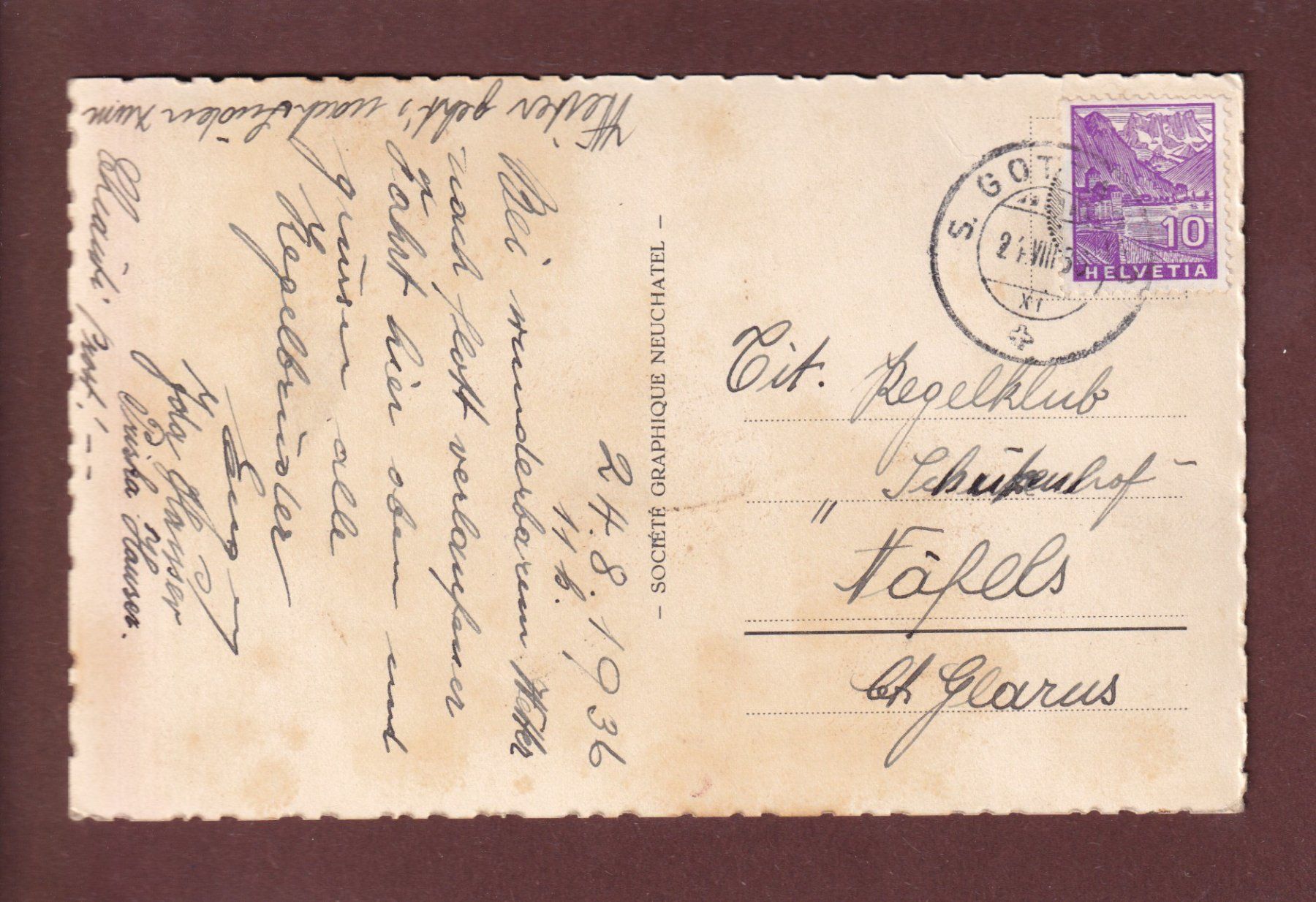 Cartoline postali: GOTTHARD-HOSPIZ - 1936 – Usato da Pully venduto da nicecards 1