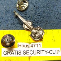 GEIGE VIOLINE MUSIC PIN GEPRÄGT MIT SECURITY-CLIP SILBRIG