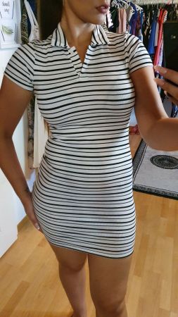 Sommerkleid gestreift, Gr. M, figurbetont, Poloshirt-Stil