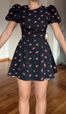 Floral Puff Sleeve Mini Dress - size S