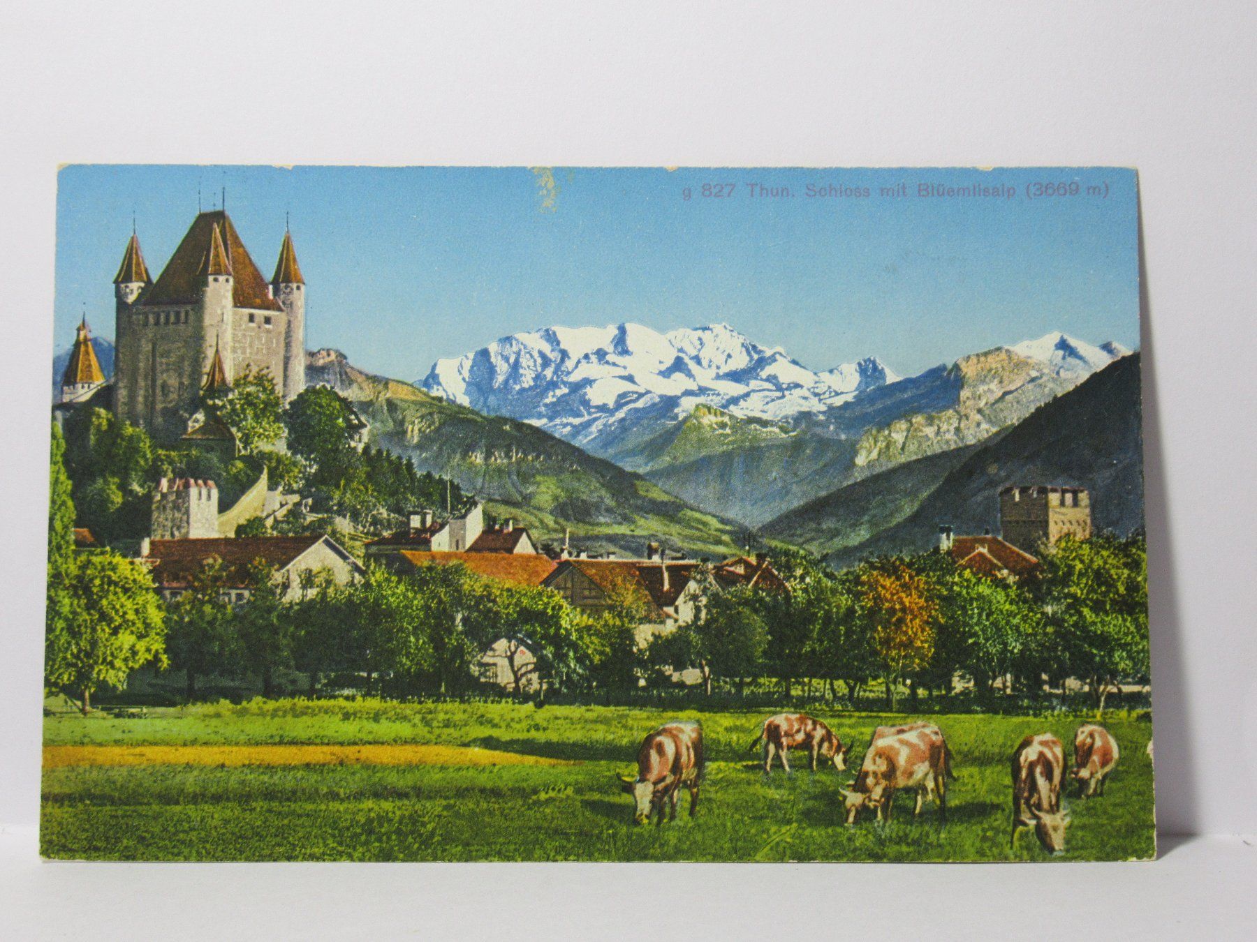 Ansichtskarten: Thun , Schloss & Blümlisalp 1937 – Gebraucht aus Grenchen von Bluemchen1900