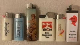 6 briquets publi. vintage  Marlboro F1, Gauloises, Capri