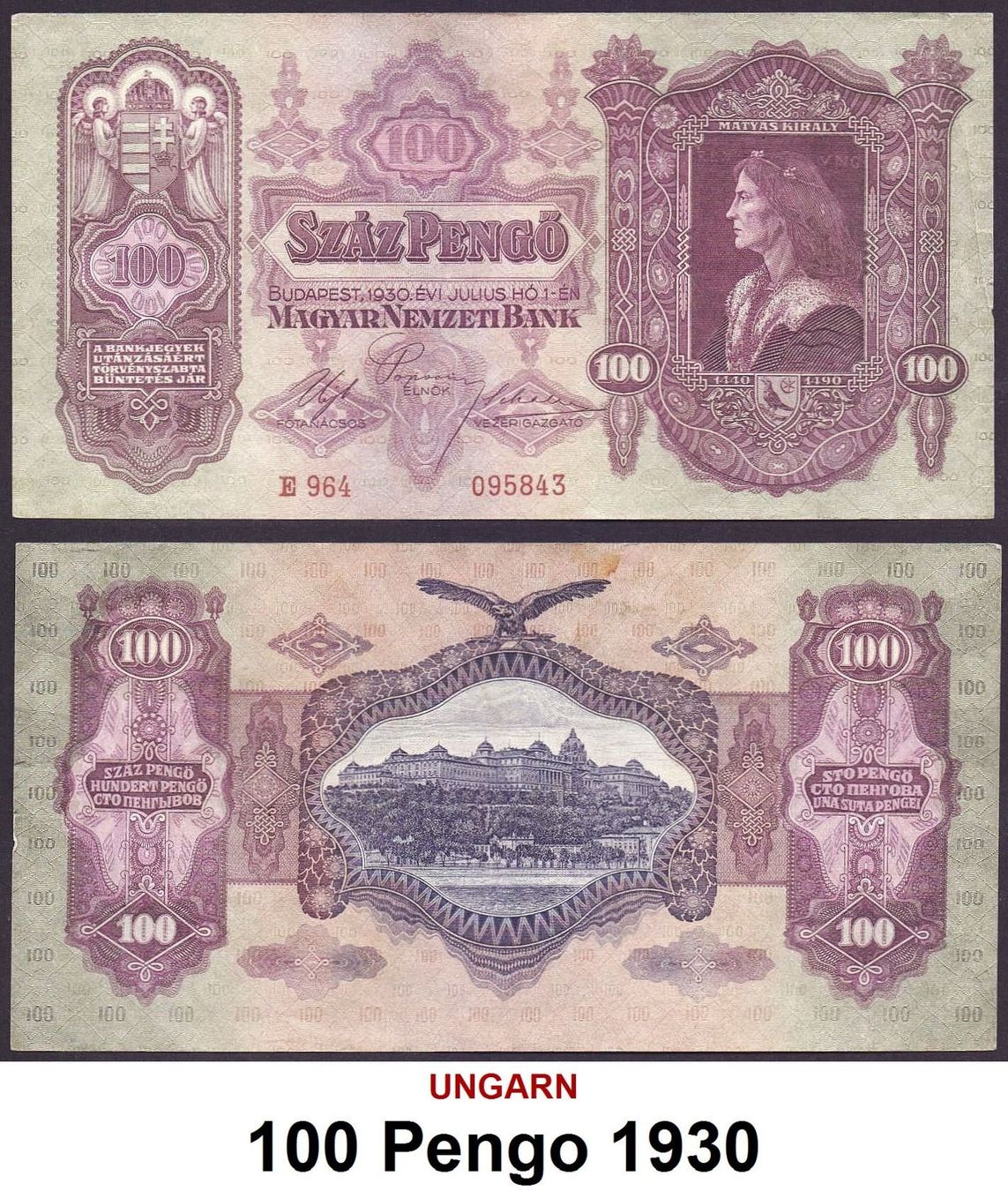 Banconote: 100 pengö 1930 UNZ – Nuovo (secondo la descrizione) da Flamatt venduto da samowarow