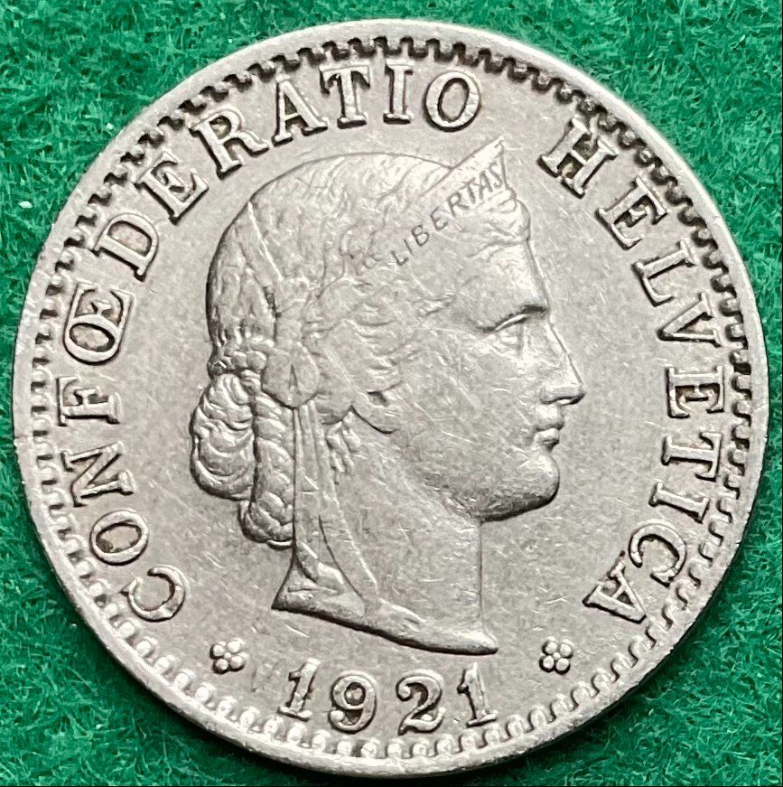 Tutti le monete: Pièce de 20 ct suisse 1921 – Usato da Plan-les-Ouates venduto da gab_cgf6