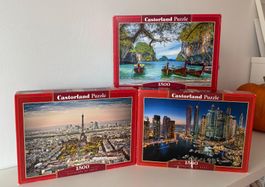 3x Castorland Puzzle 1500 Teile - Thailand, Dubai, Paris