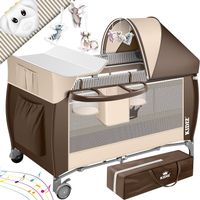 Babybett 3 in 1 zusammenklappbar braun