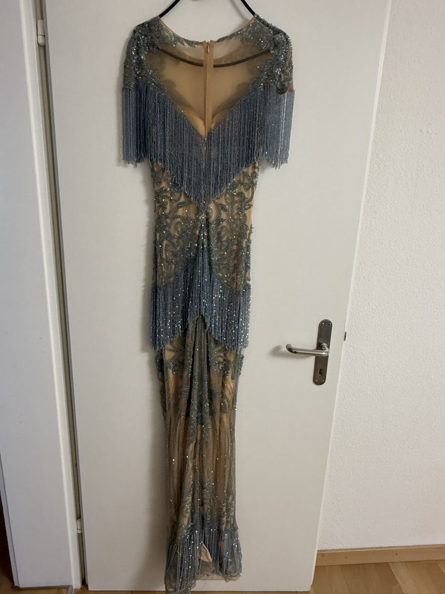 Robes: Abendkleid Champagner/Blau mit Fransen  – D'occasion à Bülach par Siar1 2