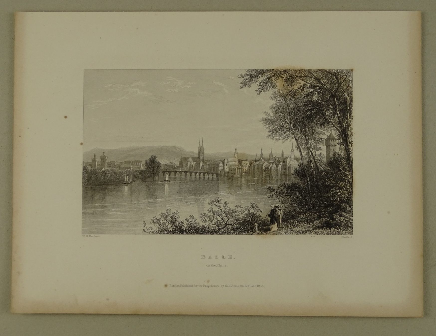 Gravures: BASEL, STAHLSTICH NACH BARTLETT 1836 – D'occasion à Grüningen par Kartensammler 1