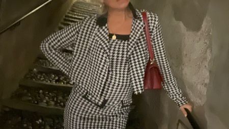 Giacca corta pied-de-poule, taglia L- Nuovo look!