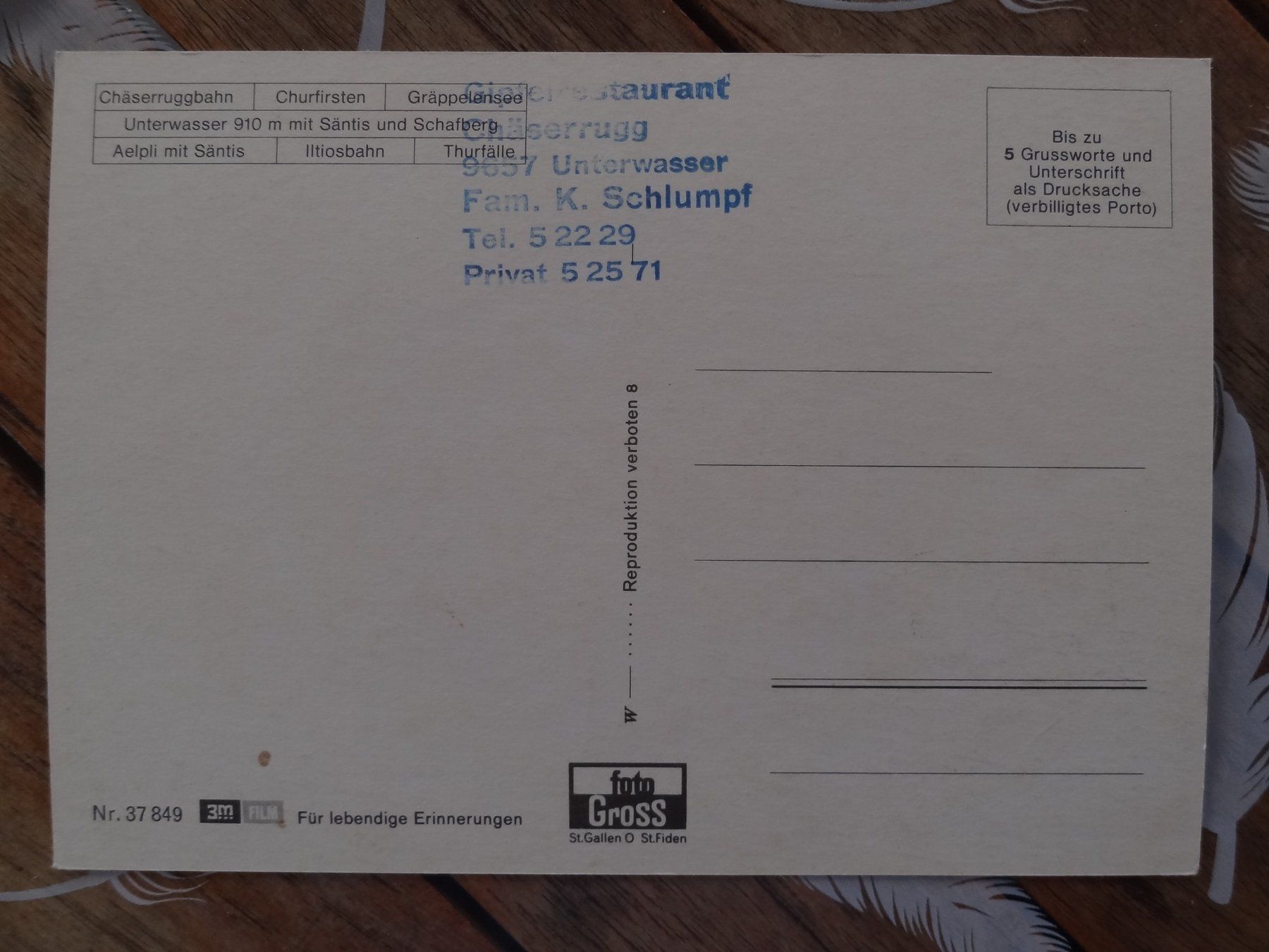 Ansichtskarten: Unterwasser - Obertoggenburg – Gebraucht aus St Léonard von Riglin 1
