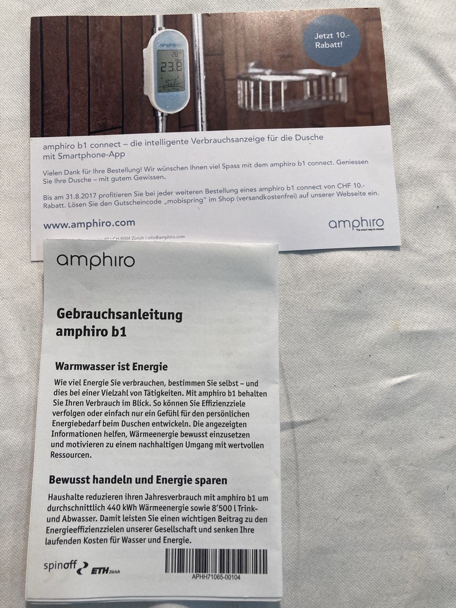 Messen: Amphiro connect Dusch-Verbrauchsmonitor mit Smartphone-App – Neu und originalverpackt aus Aarwangen von to-hirschi 2