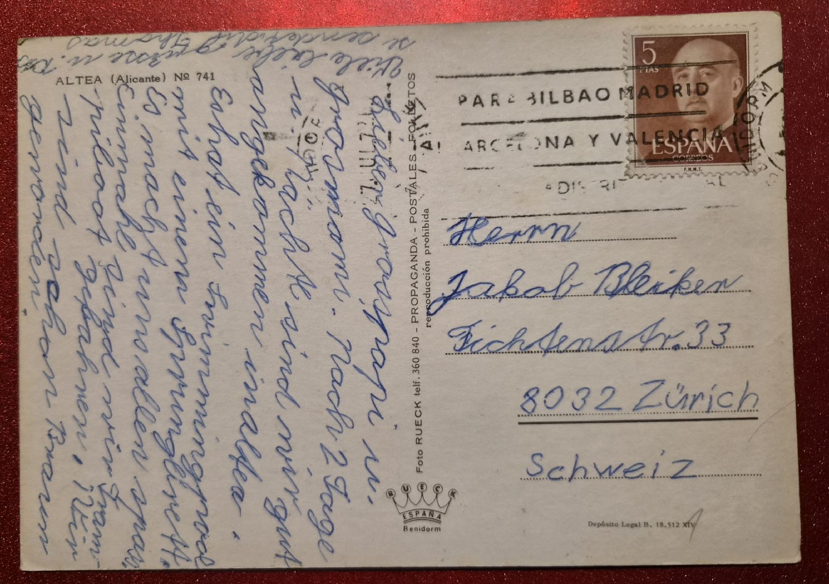 Cartoline postali: Altea Alicante Spanien 1972 – Usato da Melchnau venduto da Arthurius 1