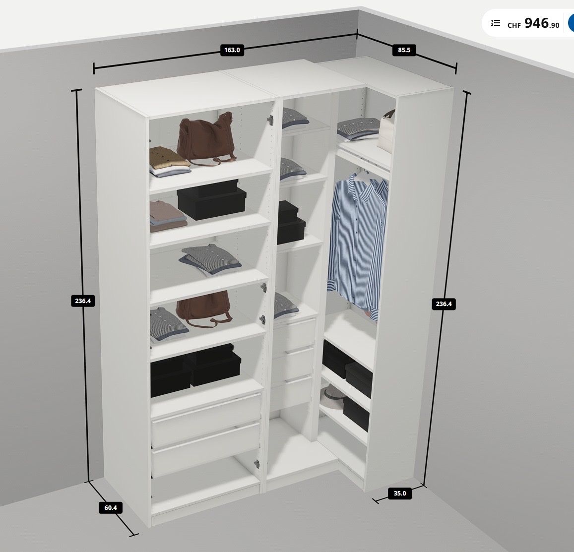 Armadi: Kleiderschrank Pax Ecklösung – Nuovo (secondo la descrizione) da Oberbuchsiten venduto da ChiquitaLady 1