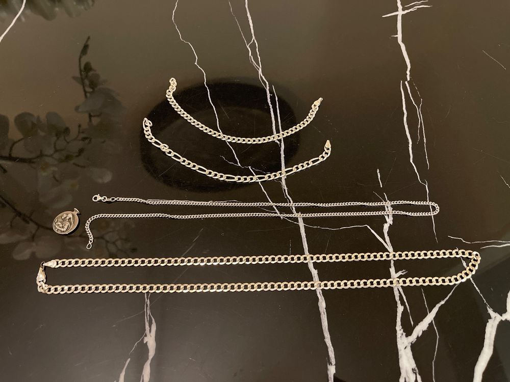 Lot De 3 Colliers En Argent Sterling + 2 Bracelets En Cadeau - Occasion