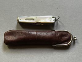 Antikes Messer Mappin & Webb 69 mm Silber/Perlmutt - Rarität