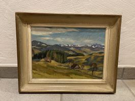 Gemälde Schweizer Voralpenlandschaft, signiert von J.Küderli