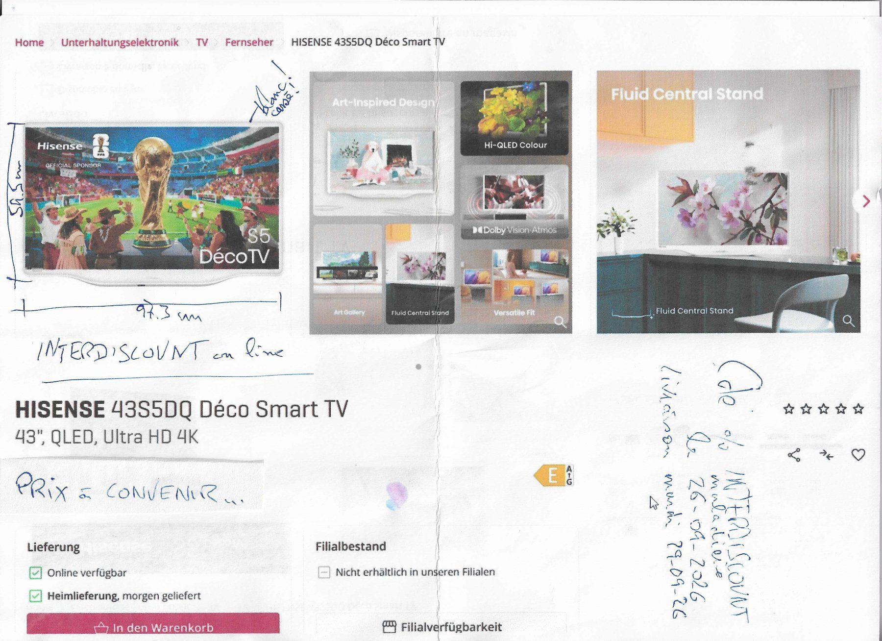 Hisense Televisori: EXCEPTIONNEL: TV blanc-écru – Nuovo e nell'imballaggio originale da Neuchâtel venduto da dan_7v8k
