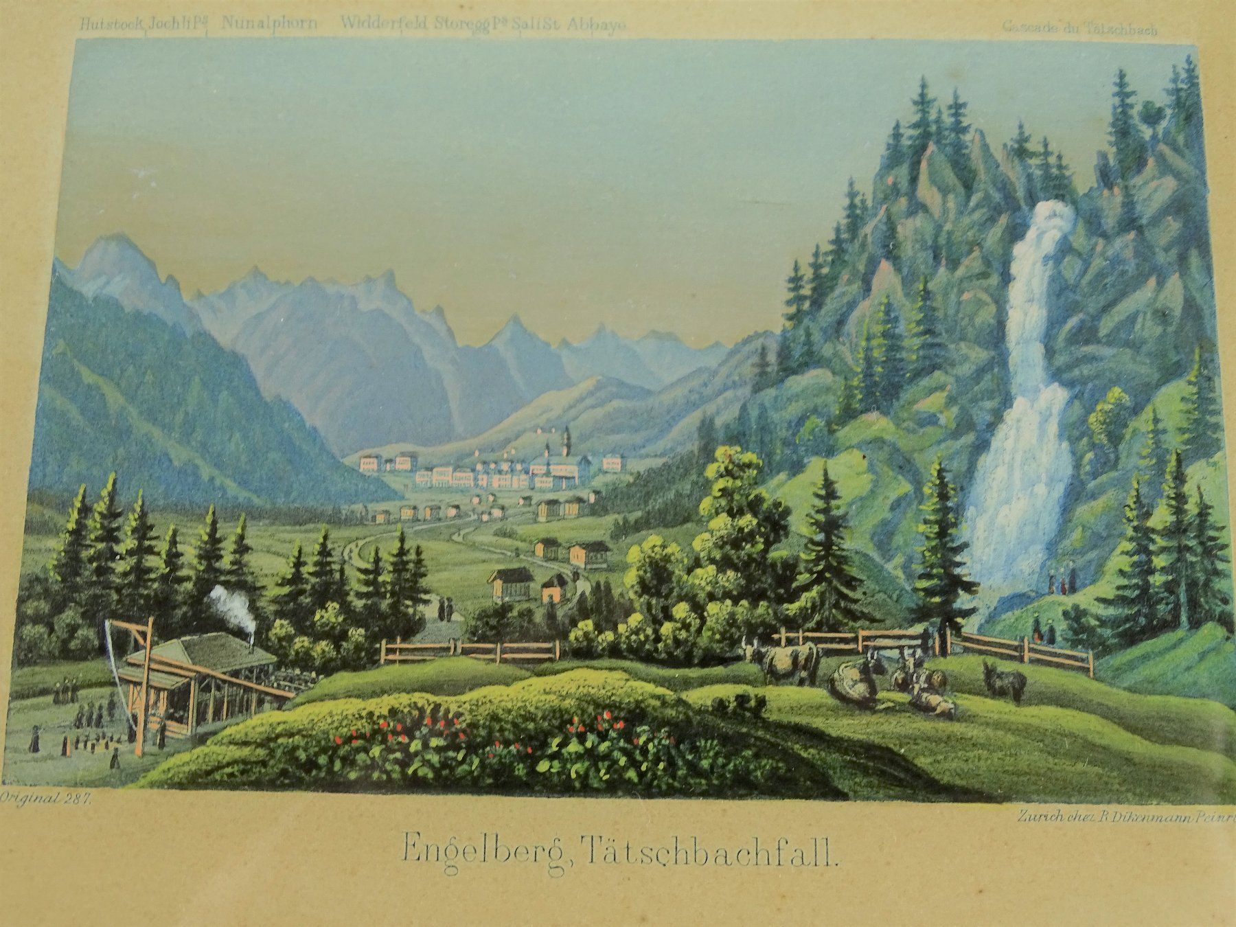 Incisioni: ENGELBERG TÄTSCHBACHFALL, AQUATINTA um 1850 – Usato da Grüningen venduto da Kartensammler 3