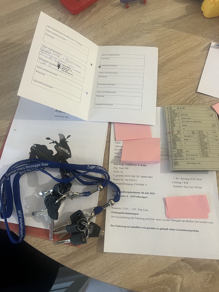 Strada: Elektro Töffli E-Roller Tecoro Tiger 200 Rot mit Top Case – Usato da Zürich venduto da Privat_13 8