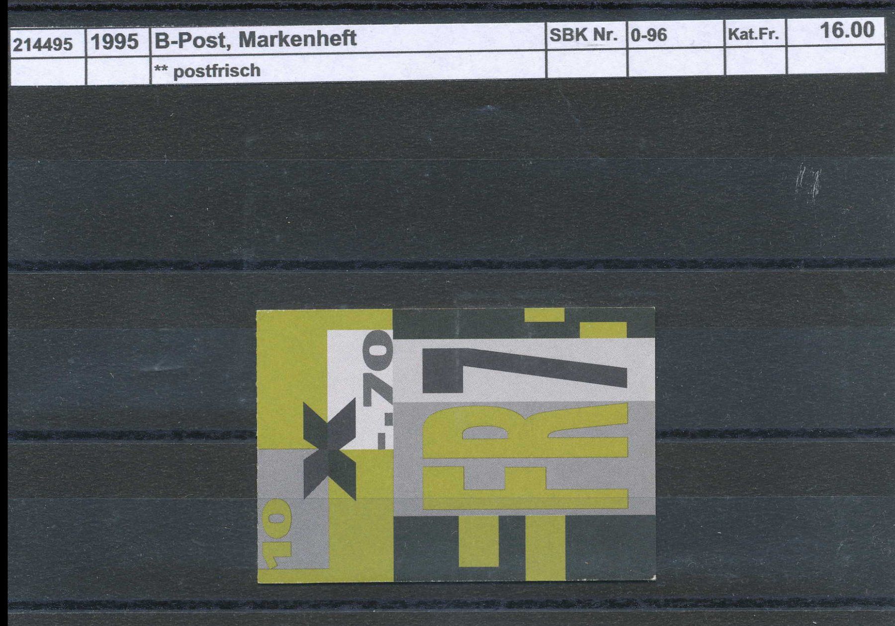 Alle Briefmarken: 1995 B - Post, Markenheftchen, ** postfrisch – Neu (gemäss Beschreibung) aus Winterthur von Zupogeru