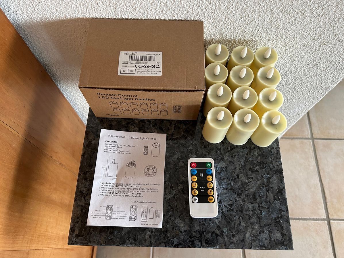 Candele: 12 neue LED Kerze/Teelicht Timer+Fernbedienung AAA-Batterie – Nuovo e nell'imballaggio originale da Beatenberg venduto da buy2you 2