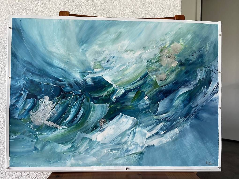 Gemälde: A2 Bild grünblau "Gletschernacht" – Neu und originalverpackt aus Urdorf von manuela4 5