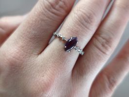 Amethyst Ring, filigran, 925 Silber Grösse verstellbar