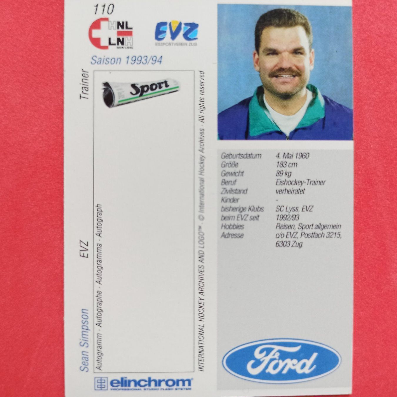 Carte collezionabili: Sean Simpson - EVZ - 1993/94 – Usato da Dübendorf venduto da kb86_MOVIE 1