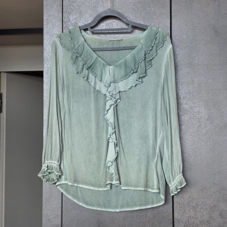 🐸 NILE BLUSE S MIT RÜSCHEN VOLANTS VISKOSE TOP ZUSTAND!