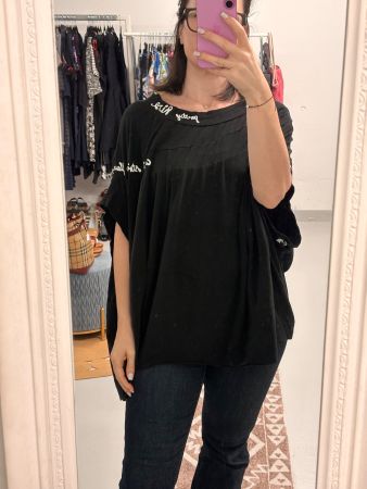 neues Rundholz Schwarzes Sommer-Shirt mit Aufschrift M