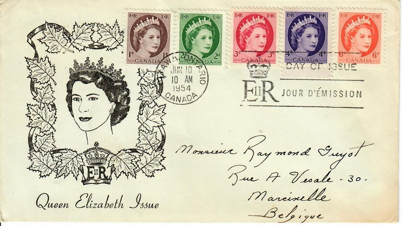 Tutti i francobolli: Brief , Canada ET 1954 – Usato da Hochdorf venduto da Ziegel-16