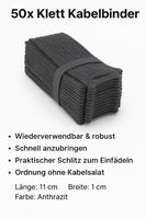 Klett Kabelbinder 50 Stück 11 cm Anthrazit wiederverwendbar