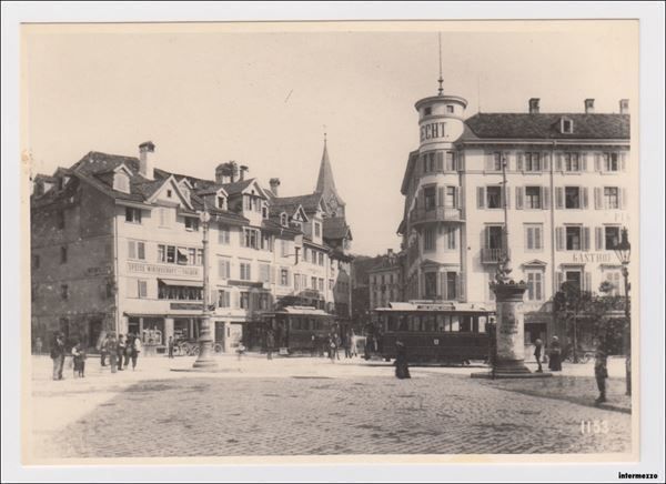 Cartoline postali: St. Gallen Marktplatz Hotel Hecht Repro – Usato da Basel venduto da intermezzo12