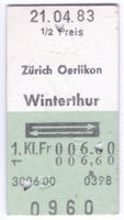 Billette Zürich Oerlikon - Winterthur
