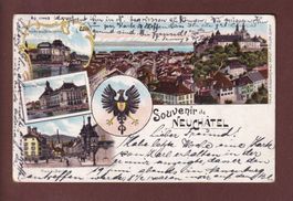 Souvenir de NEUCHÂTEL 1899 Litho Guggenheim //pli d'angle //