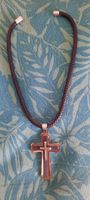 grand croix avec collier en cuir Neuf